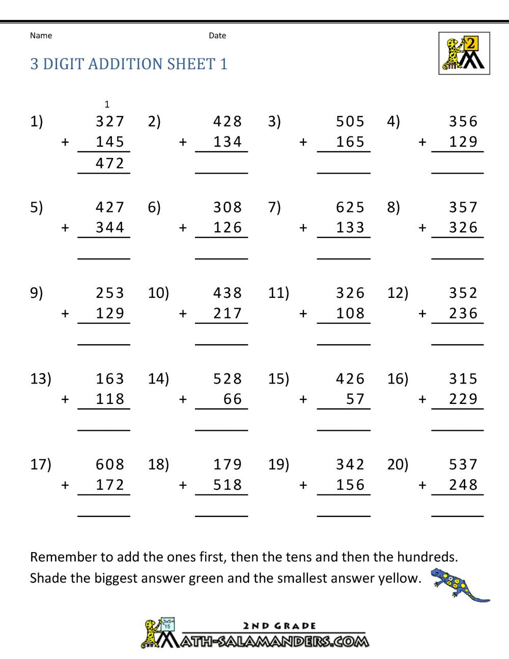 21 Three Digit Addition With Regrouping Worksheets